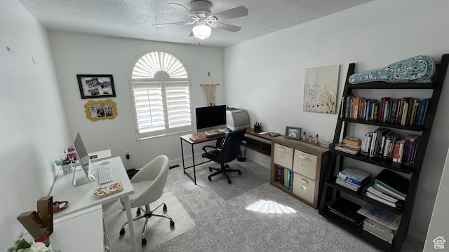 5026 S 1150 E, South Ogden, UT 84403 - carpeted office with baseboards, a ceiling fan, and a textured ceiling