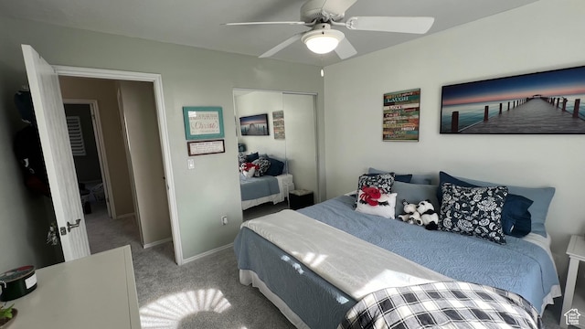 5026 S 1150 E, South Ogden, UT 84403 - carpeted bedroom with a ceiling fan, baseboards, and a closet