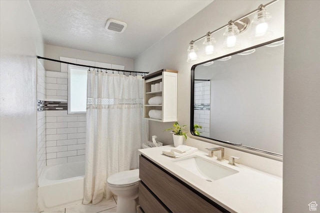 5782 Redwood Ln, South Ogden, UT 84403 - bathroom with vanity, toilet, visible vents, and shower / bath combo with shower curtain