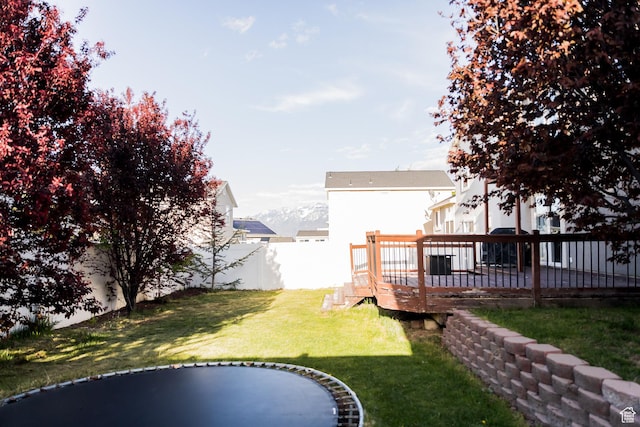 4866 W Spirit Lake Cir, Riverton, UT 84096 - view of yard with a deck and a fenced backyard