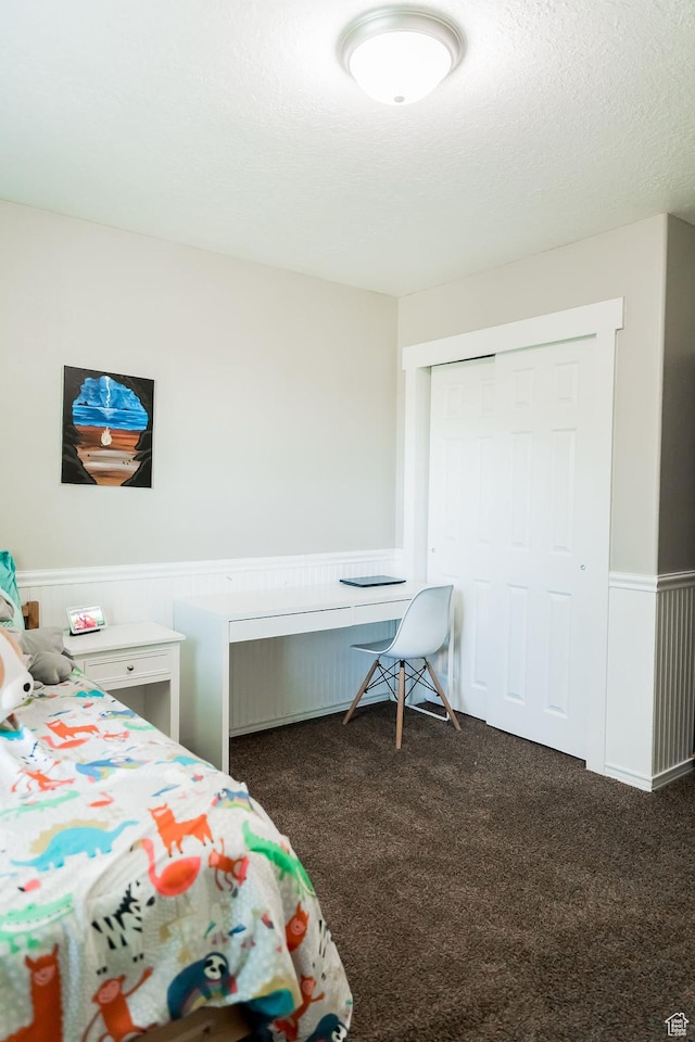 4866 W Spirit Lake Cir, Riverton, UT 84096 - carpeted bedroom featuring a closet and wainscoting