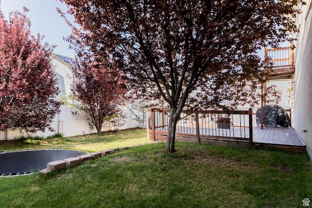 4866 W Spirit Lake Cir, Riverton, UT 84096 - view of yard with a wooden deck