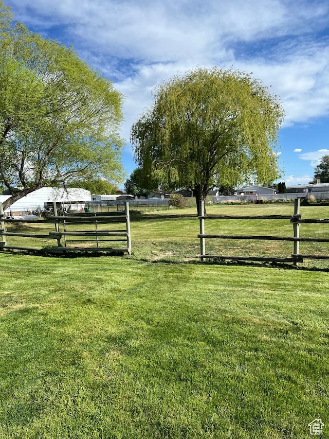view of yard featuring a view of rural / pastoral area