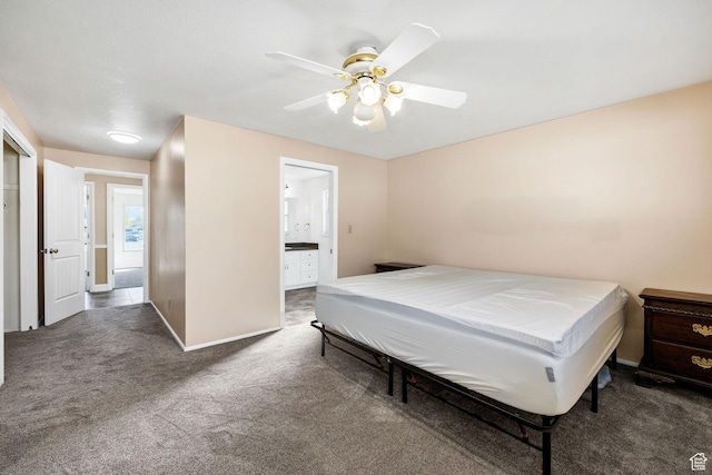 518 E Wendy Way S, Tremonton, UT 84337 - carpeted bedroom featuring baseboards, ceiling fan, and ensuite bathroom