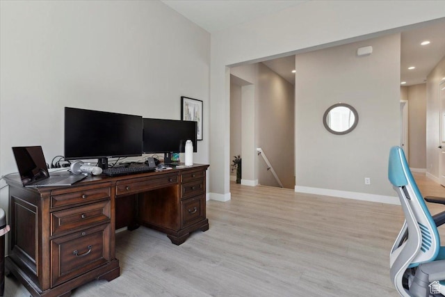 304 E Empire Springs Dr, Saratoga Springs, UT 84045 - home office featuring light wood finished floors, recessed lighting, and baseboards