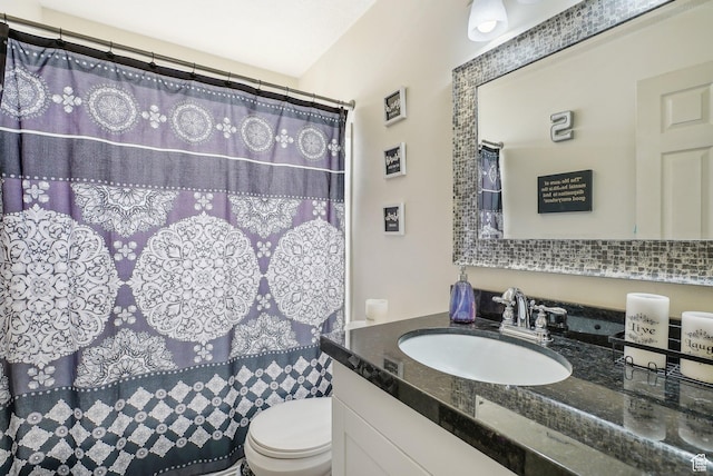8564 S Laurel Oak Dr W, West Jordan, UT 84088 - bathroom with toilet, vanity, and a shower with shower curtain