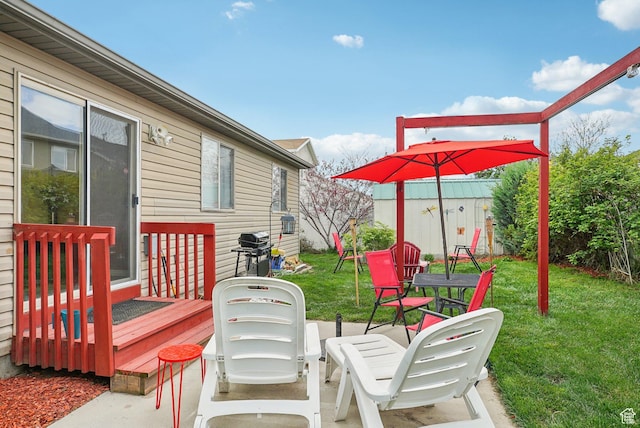 8564 S Laurel Oak Dr W, West Jordan, UT 84088 - view of patio / terrace with a wooden deck and a grill