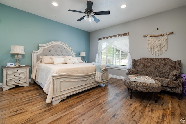 486 N 3500 W, Vernal, UT 84078 - bedroom featuring baseboards, recessed lighting, ceiling fan, and wood finished floors
