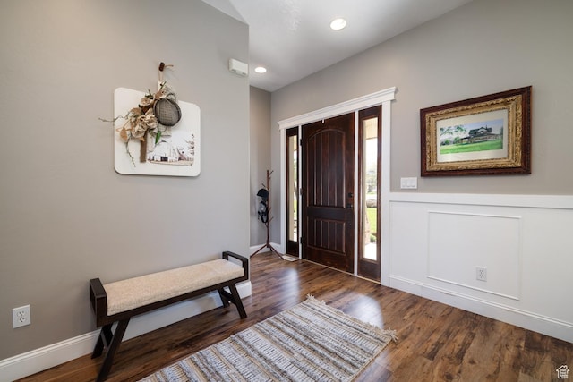 486 N 3500 W, Vernal, UT 84078 - foyer with recessed lighting, wood finished floors, and a wainscoted wall