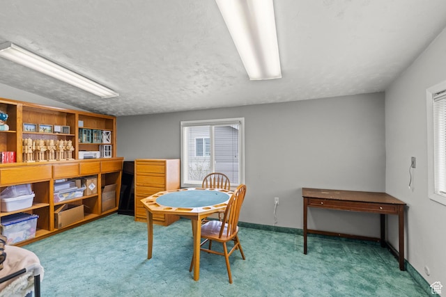 dining space with carpet
