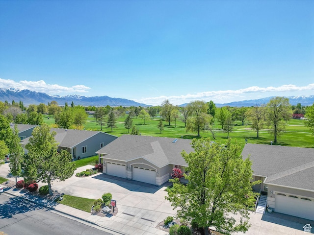 drone / aerial view with a mountain view
