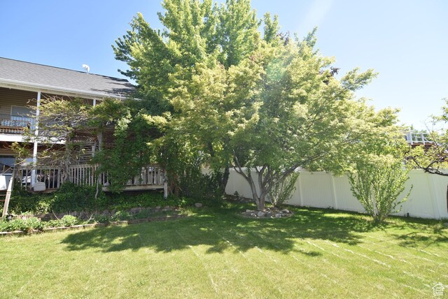 183 E Ama Fille Ln N, Elk Ridge, UT 84651 - view of yard with a wooden deck