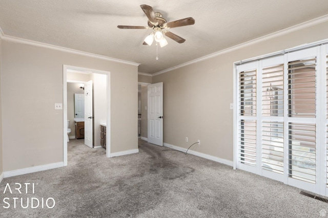 1314 E 1990 S, Ogden, UT 84401 - unfurnished bedroom with carpet flooring, crown molding, visible vents, and baseboards