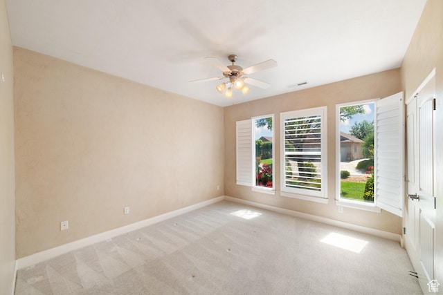 2996 S Limestone Dr, St George, UT 84790 - empty room featuring ceiling fan, carpet, baseboards, and visible vents