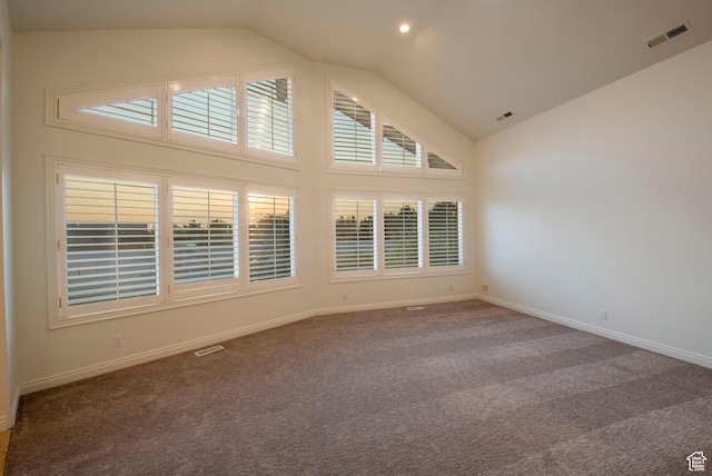 105 S 400 E, Hyde Park, UT 84318 - carpeted empty room with visible vents, baseboards, and high vaulted ceiling