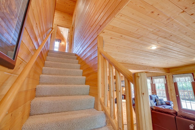 4571 Fawn Way, Heber City, UT 84032 - staircase with wood walls and wooden ceiling