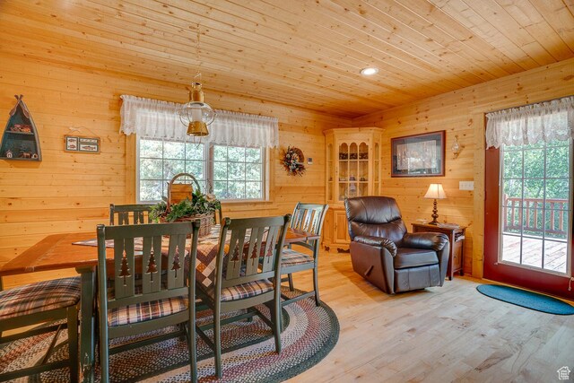 4571 Fawn Way, Heber City, UT 84032 - dining area with wooden walls, a healthy amount of sunlight, wood ceiling, and wood finished floors