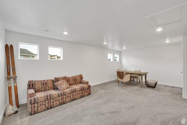 1281 Village Green Trl, Park City, UT 84098 - carpeted living room with baseboards, visible vents, and recessed lighting