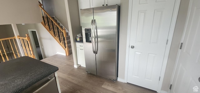 3391 W 1125 N, Layton, UT 84040 - kitchen featuring stainless steel fridge with ice dispenser, dark wood-type flooring, and baseboards