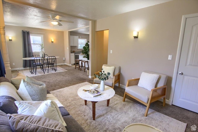 3417 S Lincoln Ave, Ogden, UT 84401 - carpeted living room with a ceiling fan and baseboards