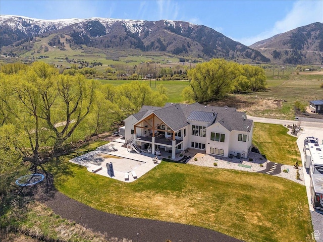 aerial view with a mountain view