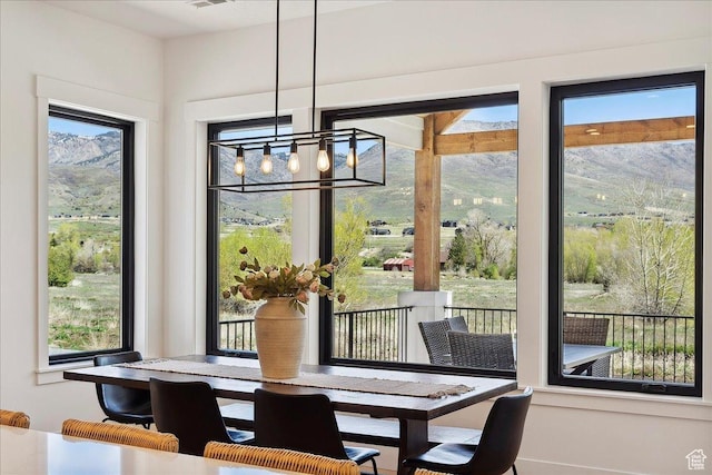 dining room with an inviting chandelier