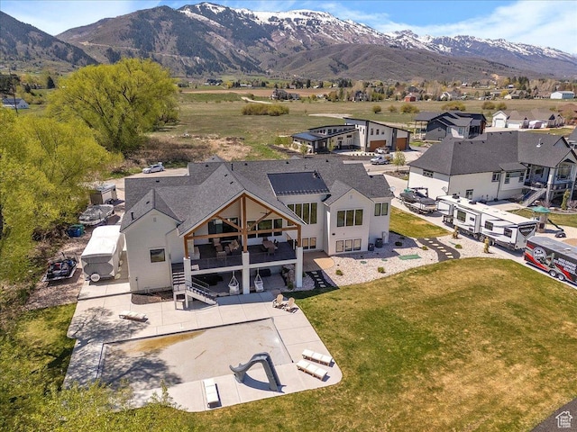 aerial view with a mountain view