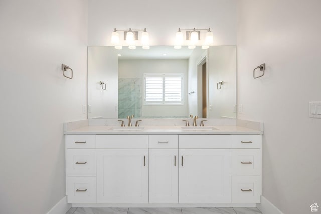 9293 S Regatta Ln, Cottonwood Heights, UT 84093 - bathroom featuring baseboards, a shower stall, and a sink