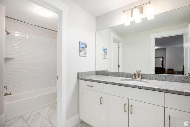 9293 S Regatta Ln, Cottonwood Heights, UT 84093 - full bathroom with vanity, tub / shower combination, baseboards, and marble finish floor