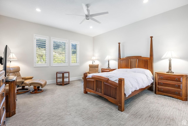9293 S Regatta Ln, Cottonwood Heights, UT 84093 - bedroom featuring recessed lighting, baseboards, ceiling fan, and carpet floors