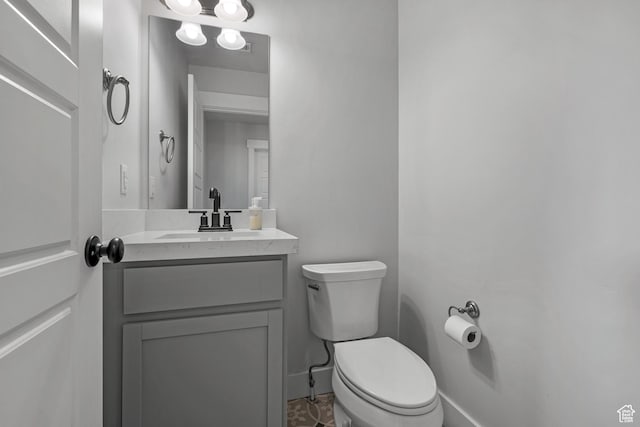 half bath featuring toilet and vanity