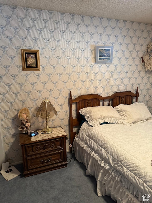 88 N 200 W, Elsinore, UT 84724 - carpeted bedroom featuring a textured ceiling and wallpapered walls
