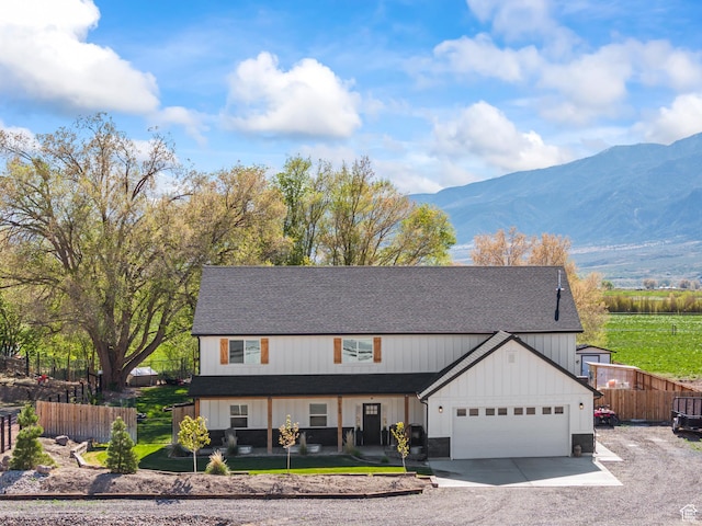 954 N 280 E, Elsinore, UT 84724 - modern inspired farmhouse with a shingled roof, concrete driveway, fence, and a garage