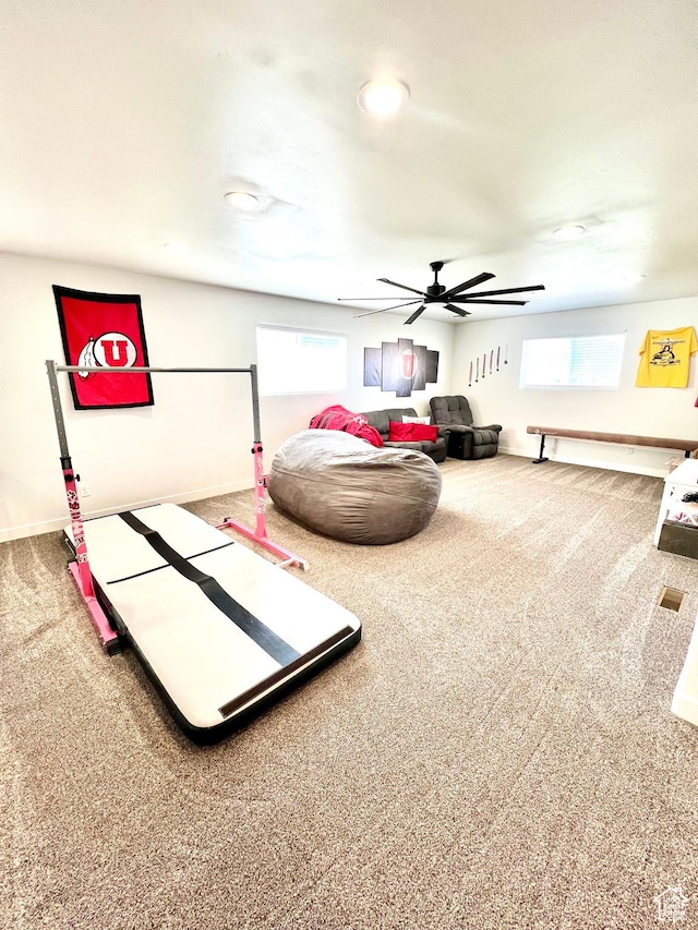 954 N 280 E, Elsinore, UT 84724 - game room with ceiling fan, carpet, and baseboards