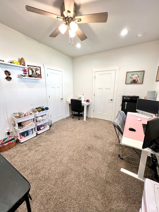 954 N 280 E, Elsinore, UT 84724 - home office featuring ceiling fan, carpet, and recessed lighting