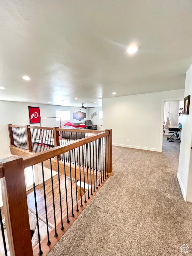 954 N 280 E, Elsinore, UT 84724 - corridor with carpet flooring, baseboards, an upstairs landing, and recessed lighting