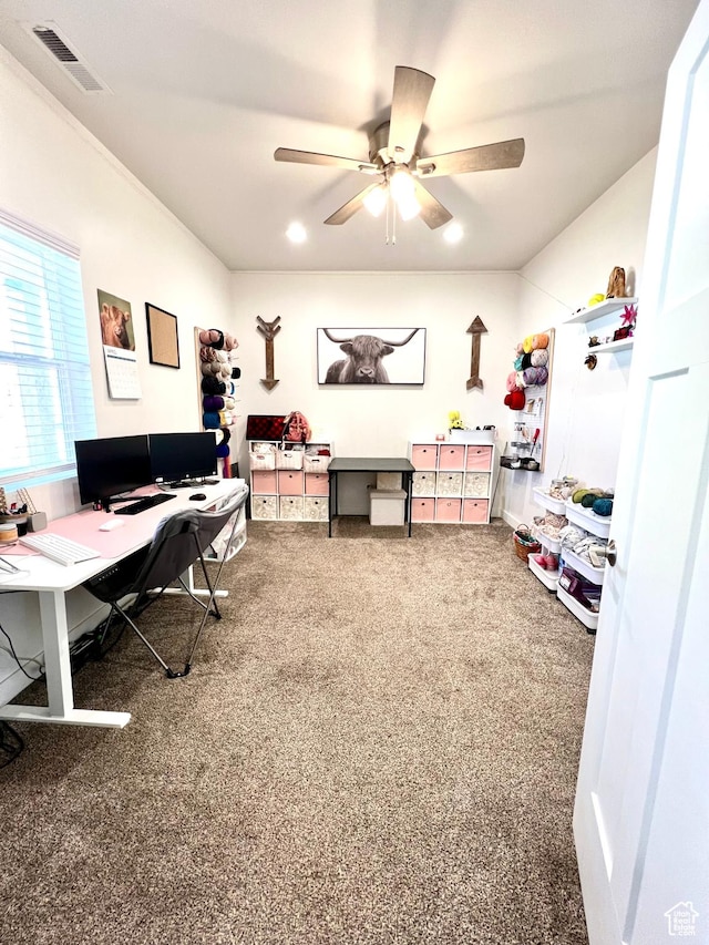 954 N 280 E, Elsinore, UT 84724 - office featuring carpet flooring, a ceiling fan, and visible vents