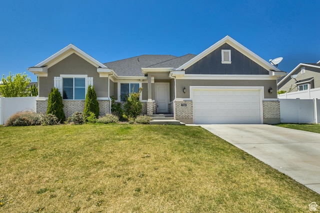 7518 S 5720 W, West Jordan, UT 84081 - craftsman-style home with a front lawn, driveway, fence, and a garage