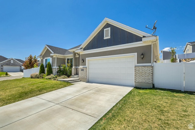 7518 S 5720 W, West Jordan, UT 84081 - view of front of property with a garage, fence, a front yard, and board and batten siding