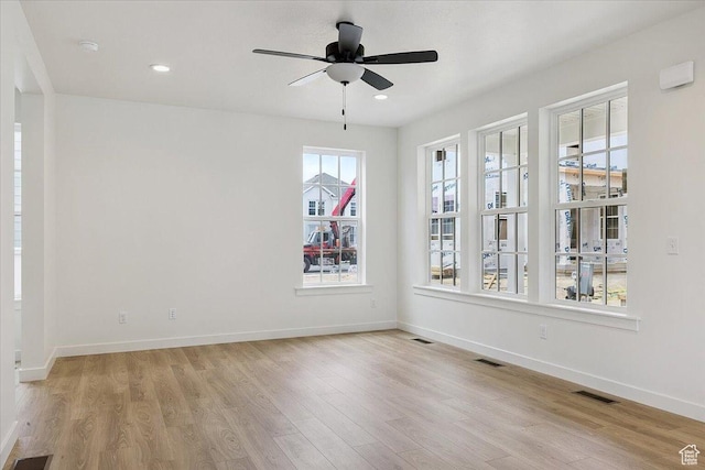 6768 W Docksider Dr Unit 298, South Jordan, UT 84009 - spare room with light wood-type flooring, ceiling fan, a smoke detector, and recessed lighting