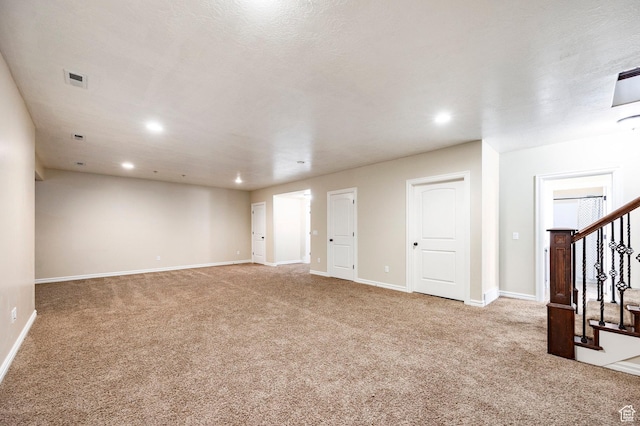 3440 Greenfield Cir, Mountain Green, UT 84050 - carpeted empty room with stairs, baseboards, and recessed lighting