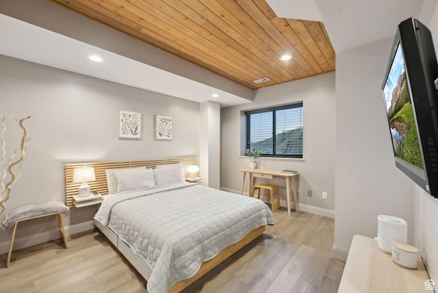 7515 Stagecoach Dr, Park City, UT 84098 - bedroom featuring light wood-style flooring, recessed lighting, and wood ceiling