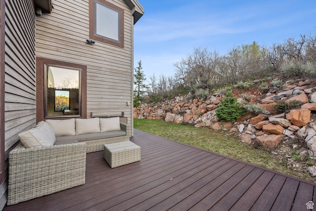 7515 Stagecoach Dr, Park City, UT 84098 - wooden terrace with an outdoor living space