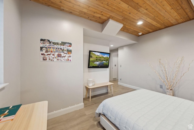 7515 Stagecoach Dr, Park City, UT 84098 - bedroom featuring recessed lighting, light wood-style flooring, and wood ceiling