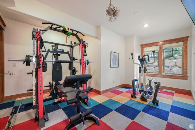 1608 W 1970 N, Provo, UT 84604 - workout room with baseboards, tile patterned floors, and recessed lighting