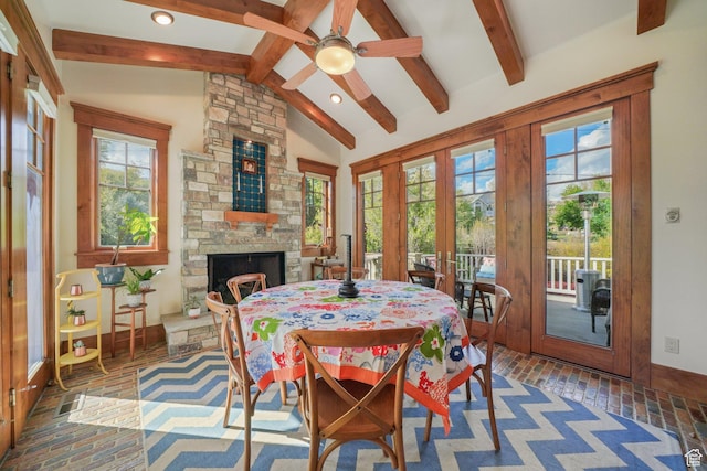 1608 W 1970 N, Provo, UT 84604 - dining space featuring brick floors, plenty of natural light, french doors, and recessed lighting