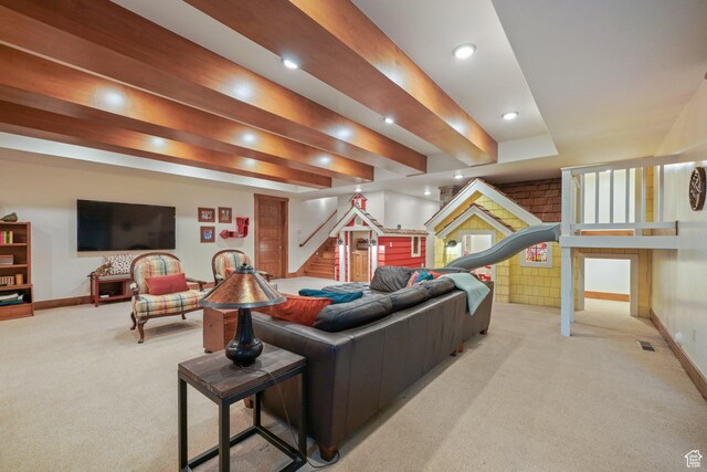 1608 W 1970 N, Provo, UT 84604 - carpeted living area with baseboards, stairs, and recessed lighting