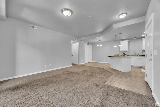 282 W 605 N Unit 307, Centerville, UT 84014 - unfurnished living room with light wood-type flooring, light carpet, baseboards, and visible vents