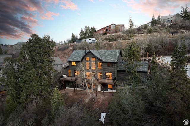 7370 N Buckboard Dr, Park City, UT 84098 - view of back of property at dusk