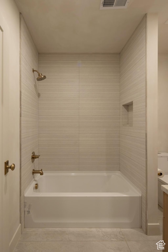 7370 N Buckboard Dr, Park City, UT 84098 - full bath featuring tile patterned floors, vanity, visible vents, and bathing tub / shower combination